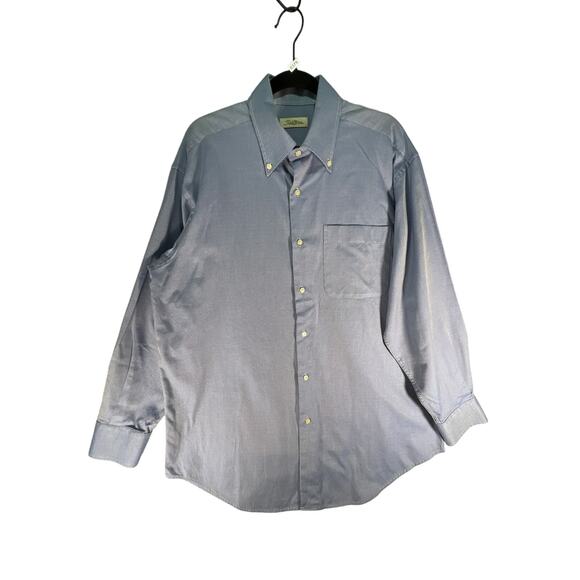 Peter Millar Shirt Mens Large Blue Nanoluxe Long Sleeve Button-Down Dress Shirt - Picture 1 of 8